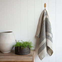Linen Stripe Tea Towel | Natural & Black