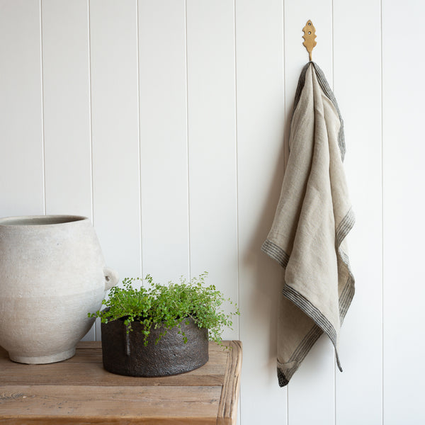 Linen Tea Towel | Natural with Black border