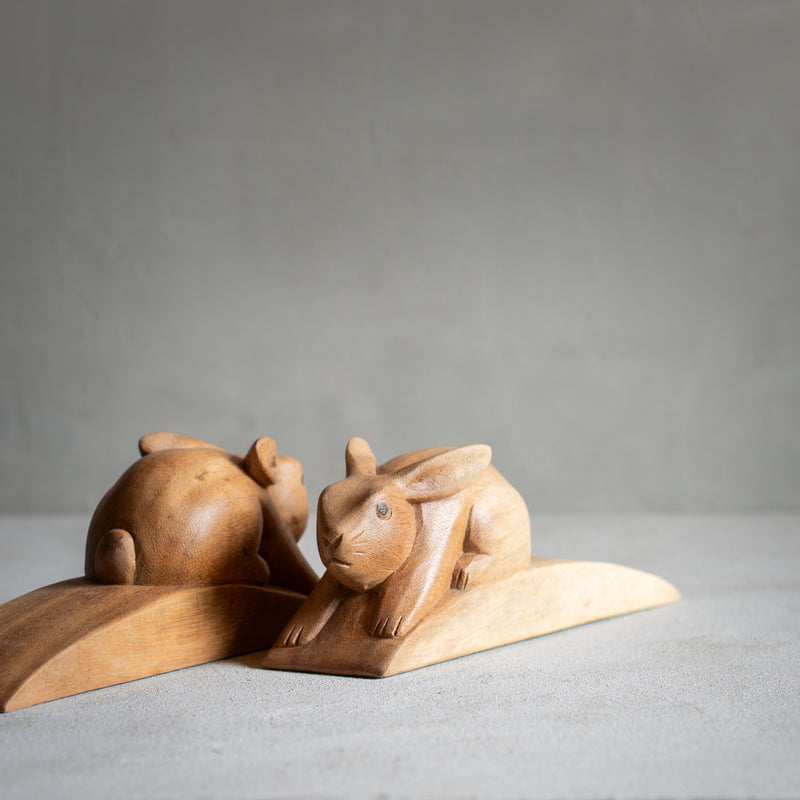 Door Stop | Rabbit in Hand Carved Wood - Large