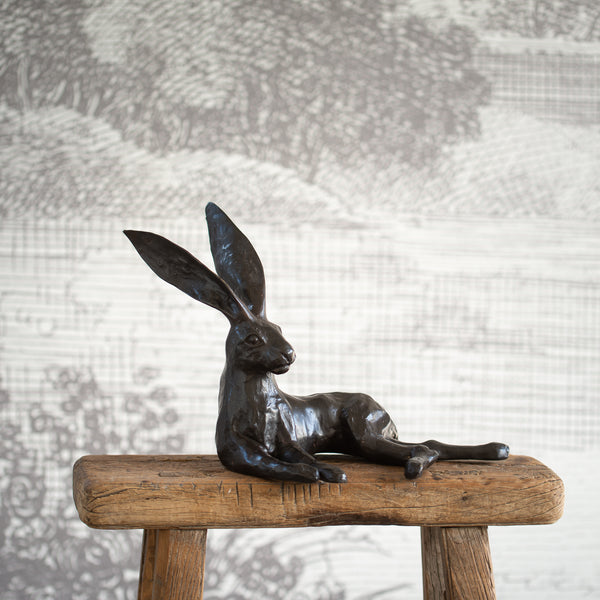 Bronze Hare Sculpture | Relaxing | Antique