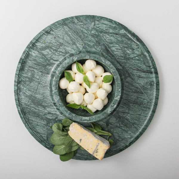 Orbit Green Marble Serving Bowl + Platter