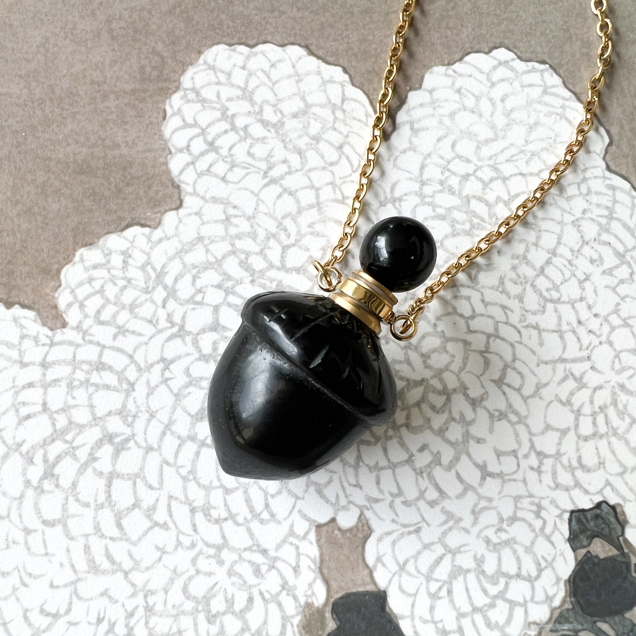 Acorn Perfume Bottle | Black Agate