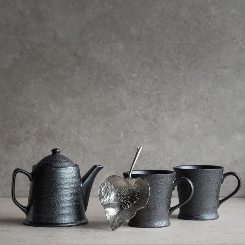 Japanese Ceramics | Black Scroll Teapot