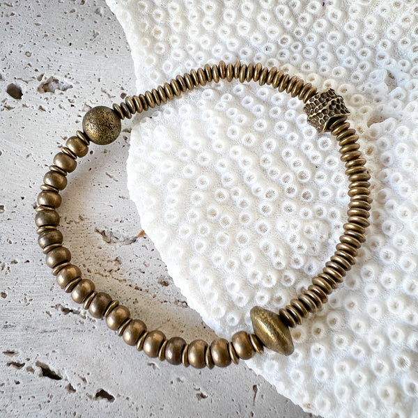 Brass + Copper Bead Bracelet