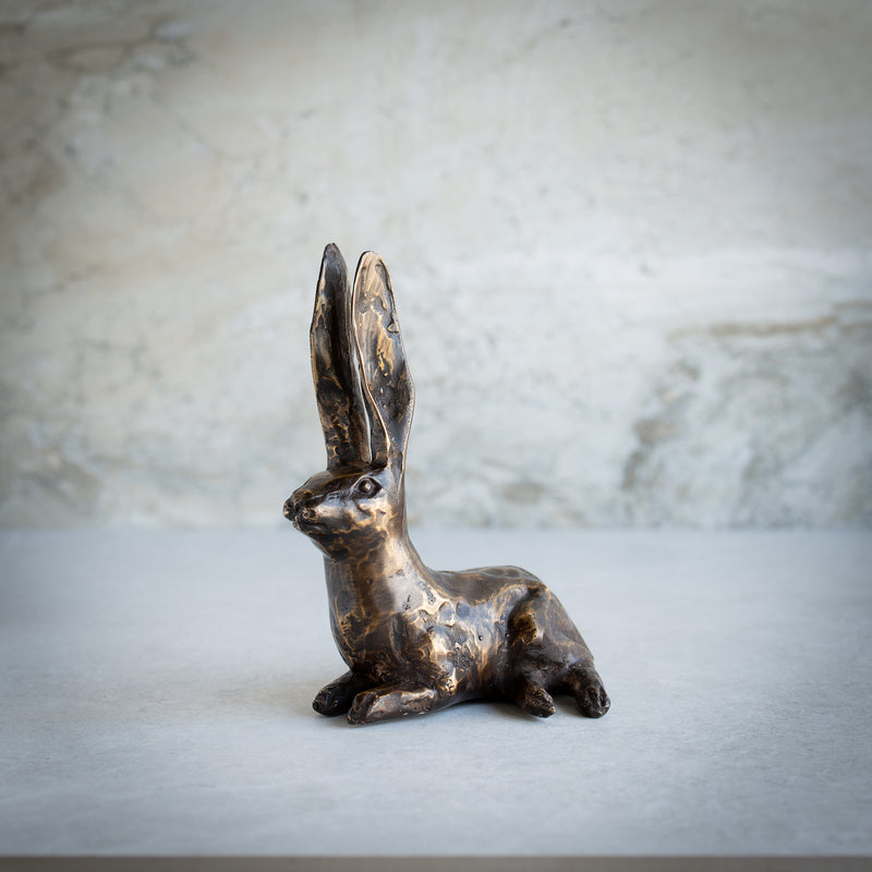 Bronze Hare Sculpture Small | Alert | Polished