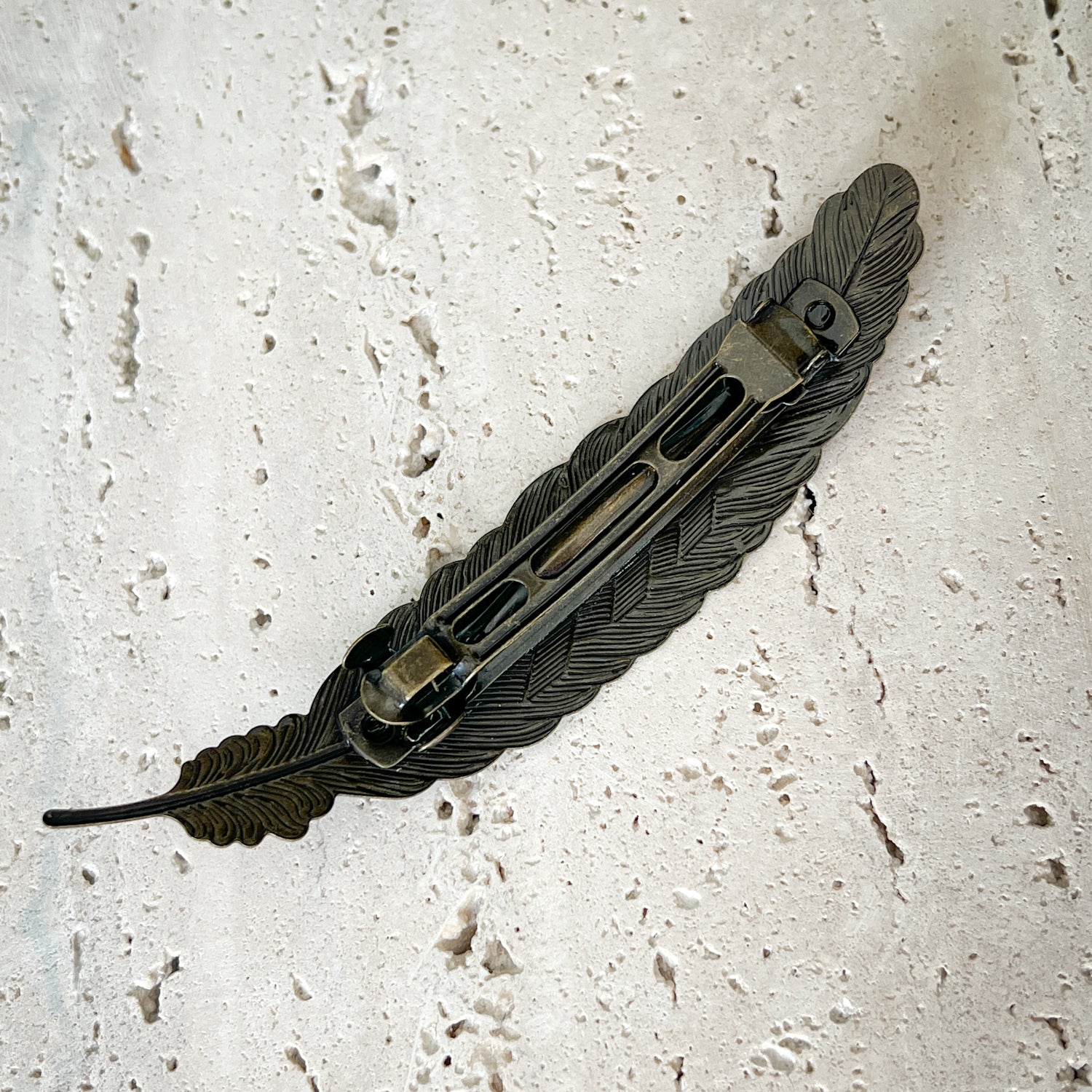 Feather Hair Clip | Antique Brass