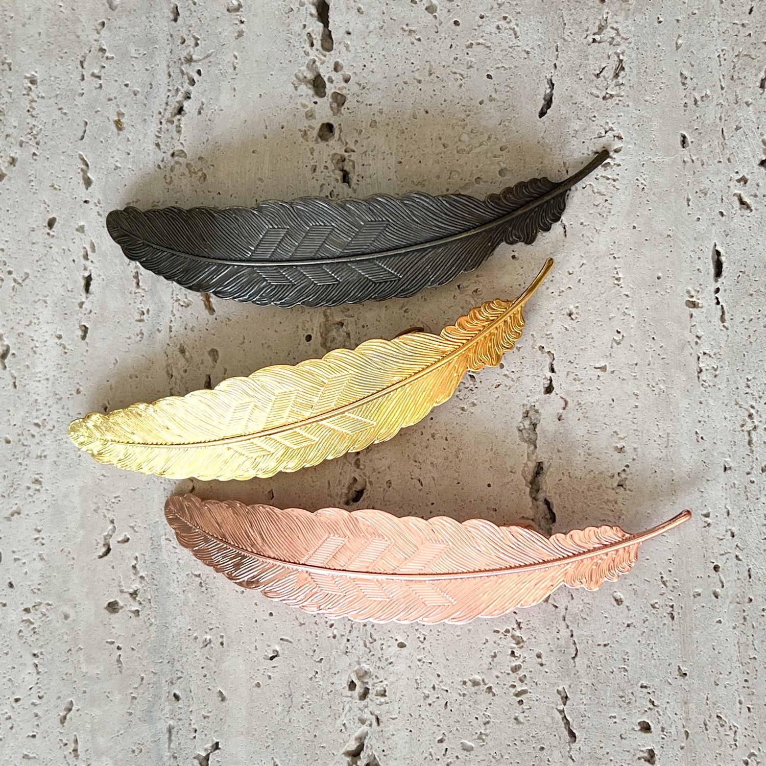 Feather Hair Clip | Antique Brass