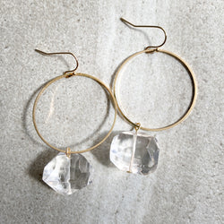 Earrings | Gold Hoop + Quartz