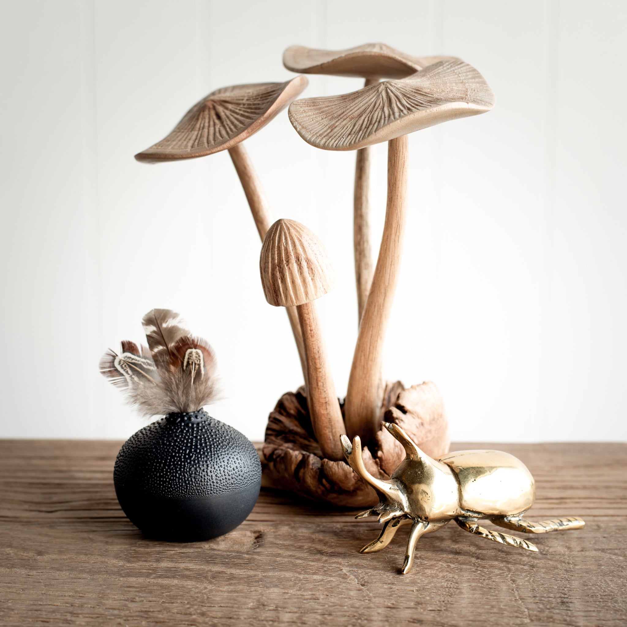 Hand Carved Wooden Mushrooms