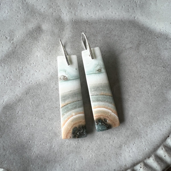 Natural Stone Earrings | Green Lace Agate [C]