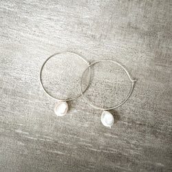 Pearl Earrings | 35mm Hoop