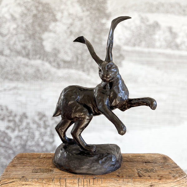 Bronze Hare Sculpture | Prancing - Antique