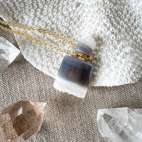 Perfume Bottle | Smokey Quartz Geode Crystal [A]