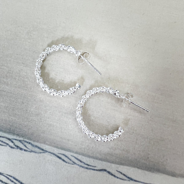 Sterling Silver Earrings | Chain Hoop
