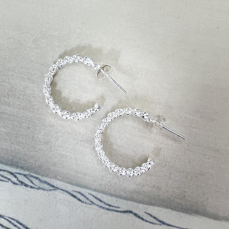 Sterling Silver Earrings | Chain Hoop