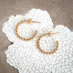 Sterling Silver Earrings | Chain Hoop | 14k Vermeil Gold