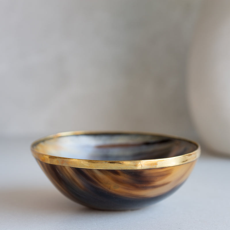 Horn Bowl with Gold Rimmed Finish