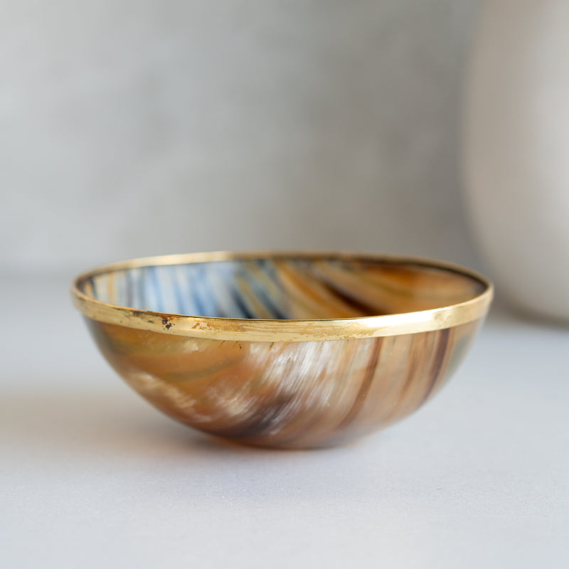 Horn Bowl with Gold Rimmed Finish